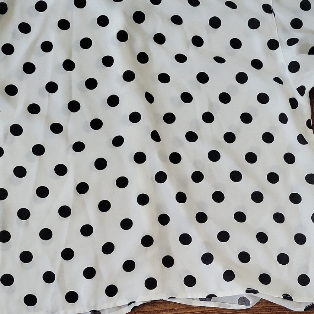 Zac & Rachel White Button-Up Boho Sleeve Blouse With Black Polka Dots | Womens M - Picture 8 of 8